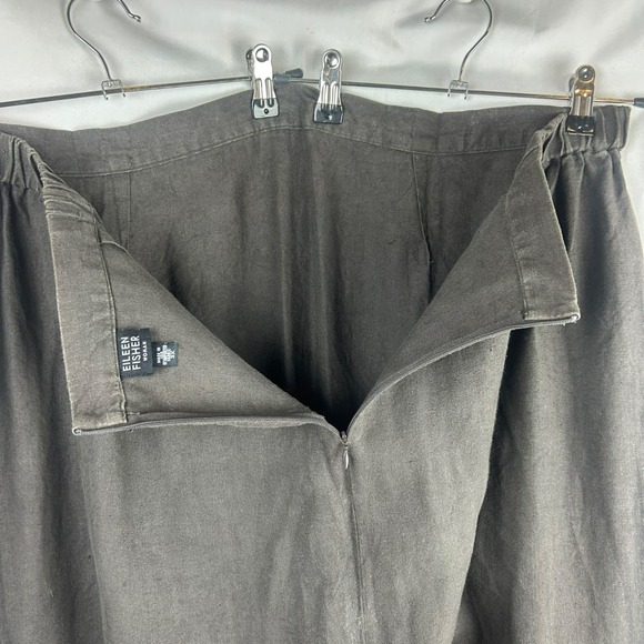 Eileen Fisher 100% Linen Maxi Skirt Women Plus 3X Gray Brown Straight Lagenlook - Picture 11 of 12